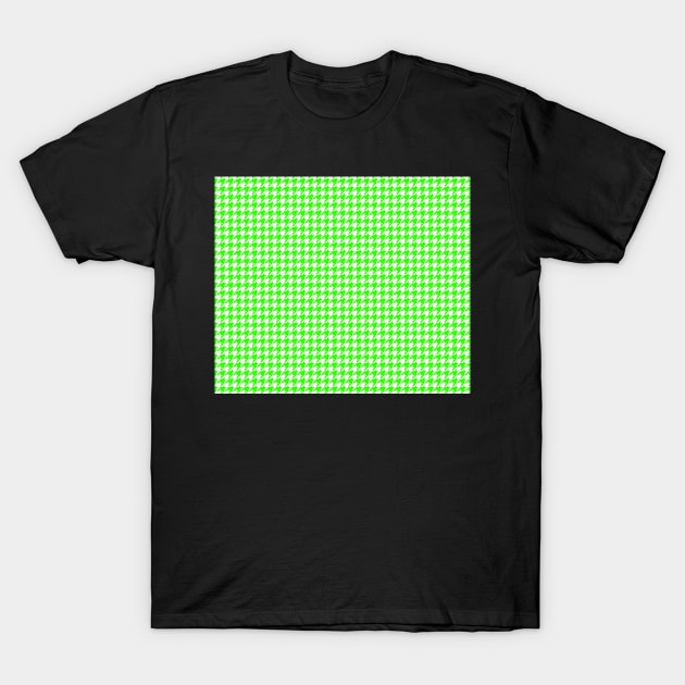 White and Green Houndstooth T-Shirt by CraftyCatz